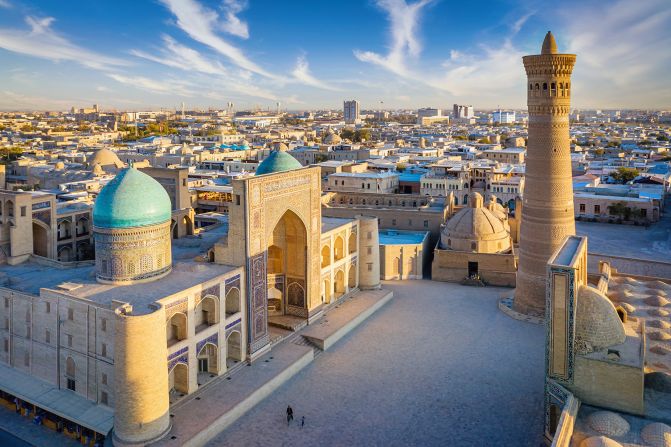 <strong>Uzbekistan: </strong>Offering visa-free access to citizens of 86 countries, Uzbekistan's untouched landscapes and well-preserved architecture are ready to awe visitors. The center of the old town of Bukhara is pictured.