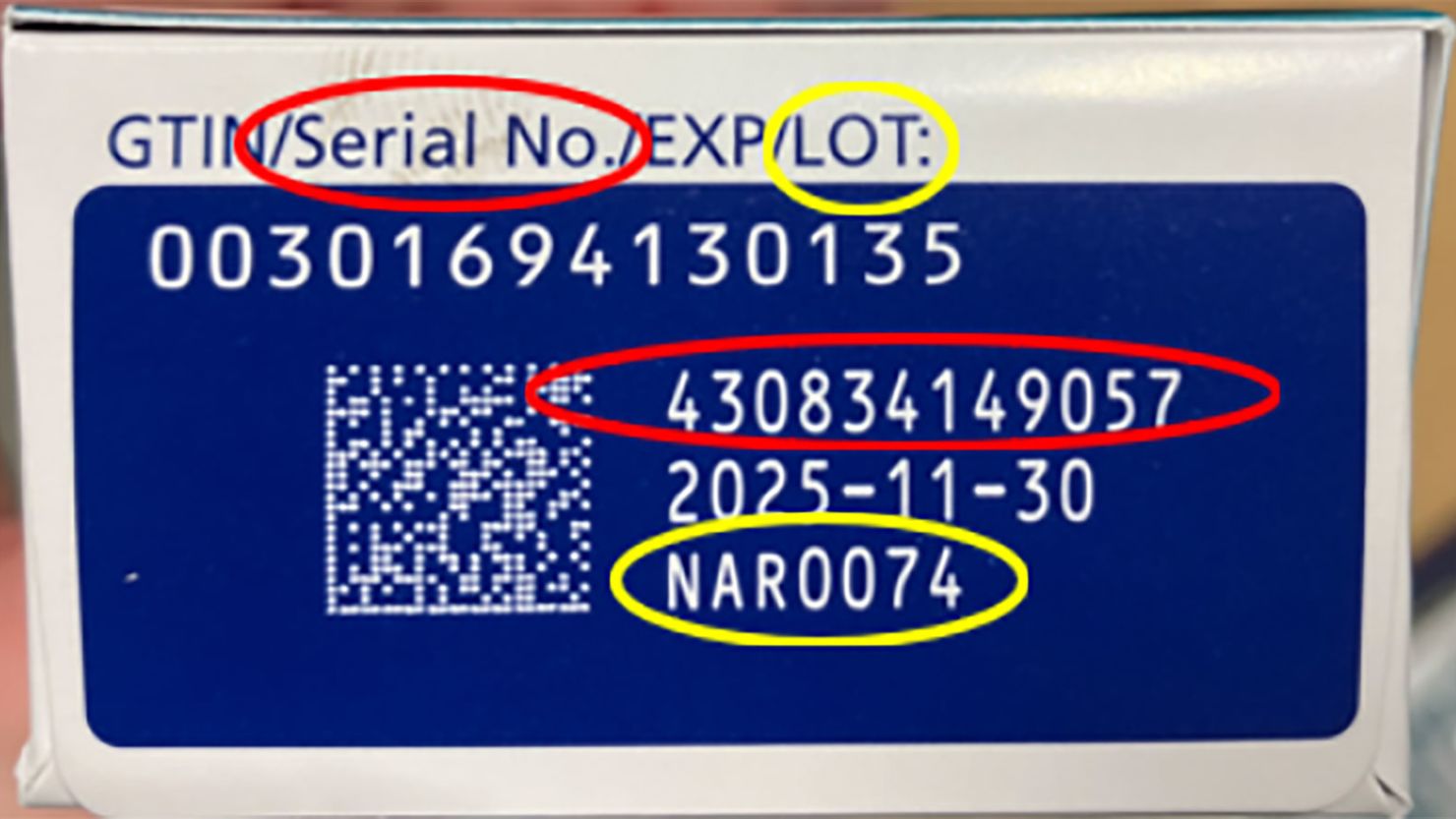 The FDA is investigating counterfeit Ozempic in the US drug supply. The agency warns against using products labeled with lot number NAR0074 and serial number 430834149057 as pictured.