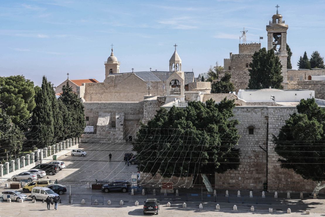12/20/2023: A general view of the deserted square of the Al-Mahd Church after Christmas celebrations were cancelled and the imposed closure on the city of Bethlehem due to continuous clashes between Israel and the Palestinian militant group Hamas.