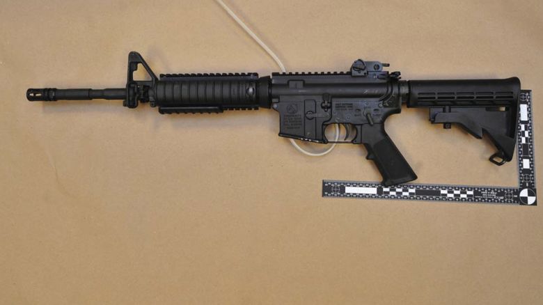 In this image taken from the criminal complaint of the United States District Court for the District of Massachusetts vs Ashey Bigsbee (check sourcing) for illegal possession of a stolen firearm on Nov. 15, 2015, in Suffolk, Mass., an evidence photo shows one of the six fully automatic M4 assault rifles that former National Guard member, James Morales, stole from the Lincoln Stoddard Army Reserve Center in Worcester, Mass.(?) on XXX. (United States District Court for the District of Massachusetts via AP)