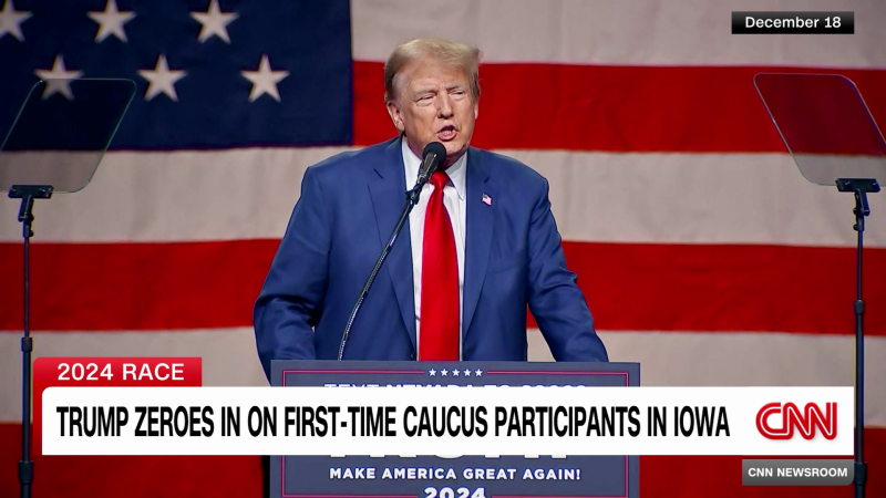 Trump zeros in on first-time caucus participants in Iowa
