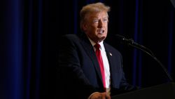 FILE - Former President Donald Trump speaks during a commit to caucus rally, Wednesday, Dec. 13, 2023, in Coralville, Iowa. Trump says he is eager to debate President Joe Biden, even if the debates are sponsored by the nonpartisan Commission on Presidential Debates. And he says he is open to debating a single Republican rival if a serious challenger emerges after the New Hampshire primary. (AP Photo/Charlie Neibergall, File)