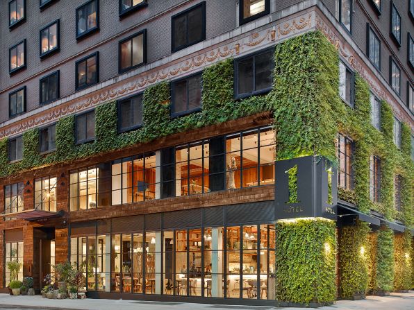 <strong>Green screen:</strong> A "living wall" at the New York hotel hints at what's inside.