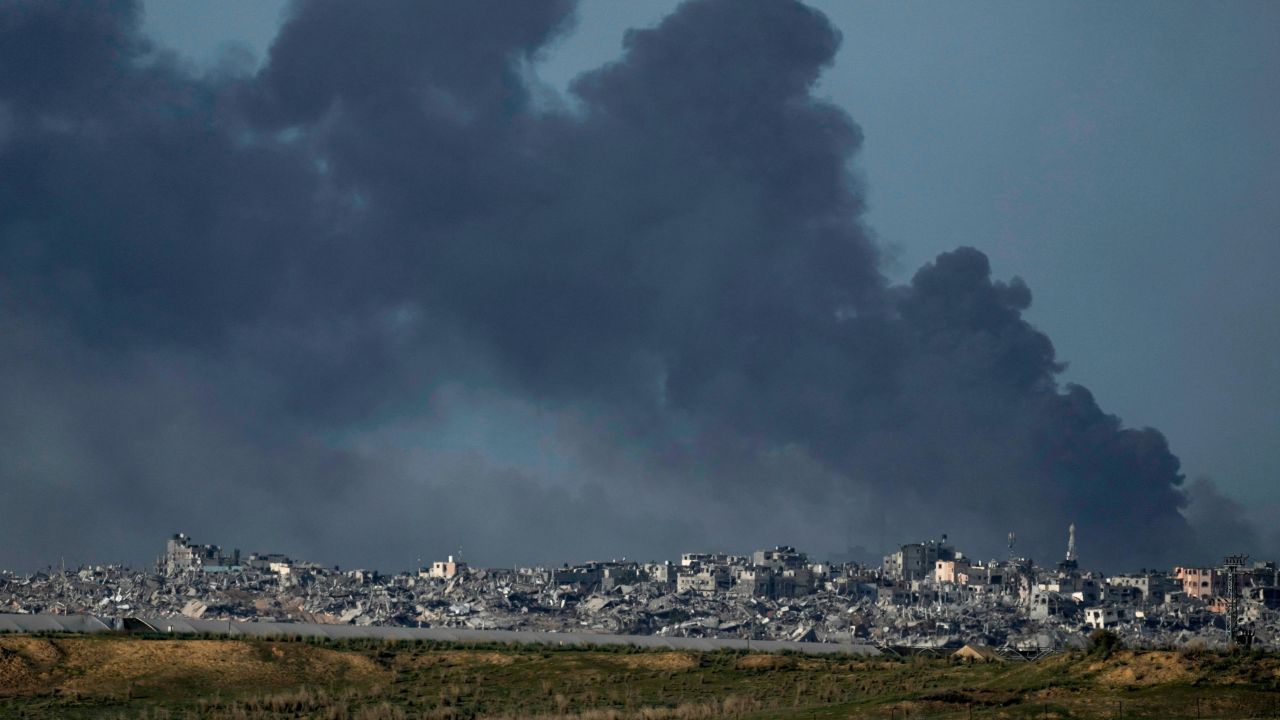 Smoke rises following an Israeli bombardment in the Gaza Strip, as seen from southern Israel, Tuesday, Dec. 26, 2023.