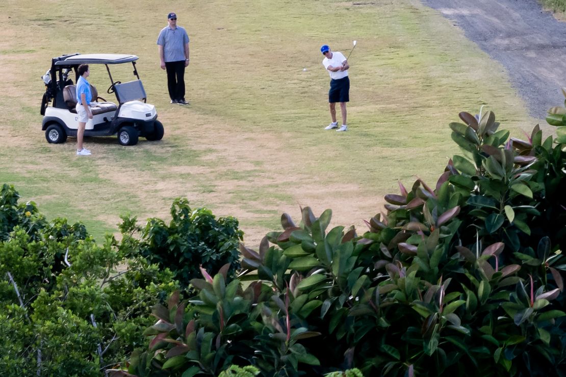 US President Joe Biden plays golf at the Buccaneer Golf Course in St. Croix in the US Virgin Islands, on December 30, 2022.