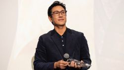 Actor Lee Sun Kyun receives the award for "Excellent Achievement in Film" during the introduction of the "Killing Romance" Midwest premiere at AMC New City 14 on October 07, 2023 in Chicago, Illinois.