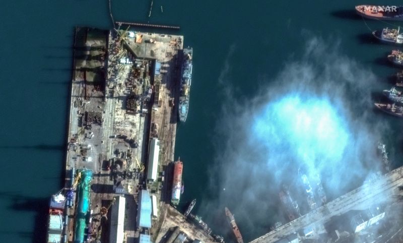 Russian Navy Ship Seen Burning After Ukrainian Strike In Crimea | CNN