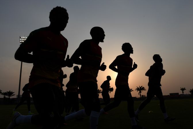 Cameroonian players warm up ahead of their 2017 final against Egypt in Libreville. Despite eight of their star players refusing Belgian coach Hugo Broos' call up to the squad for the tournament, the Indomitable Lions<a href="index.php?page=&url=https%3A%2F%2Fwww.cnn.com%2F2017%2F02%2F05%2Ffootball%2Fafcon-2017-final-egypt-cameroon%2Findex.html" target="_blank"> defied the odds</a>, as Vincent Aboubakar's late winner completed a 2-1 comeback and clinched a fifth AFCON title.