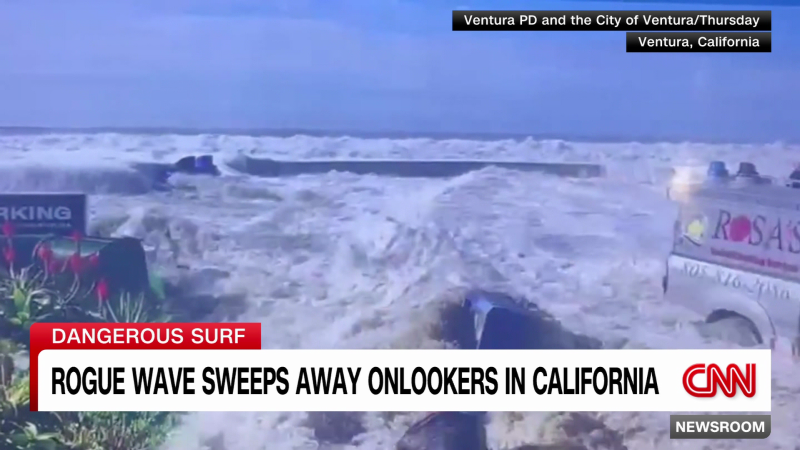 Rogue wave sweeps away onlookers in California