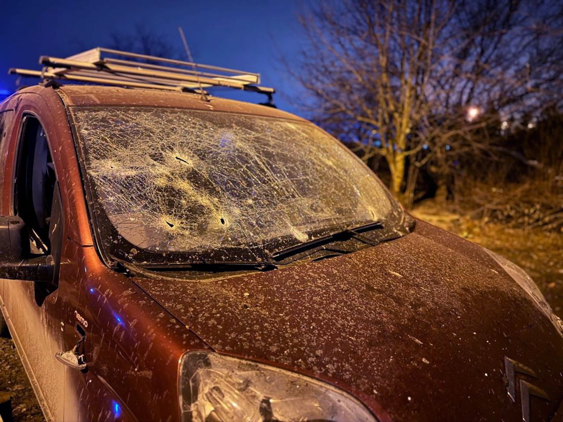 A view shows a damaged car following what was said to be Ukrainian forces' shelling in the course of Russia-Ukraine conflict, in Belgorod, Russia, in this picture released December 30, 2023.