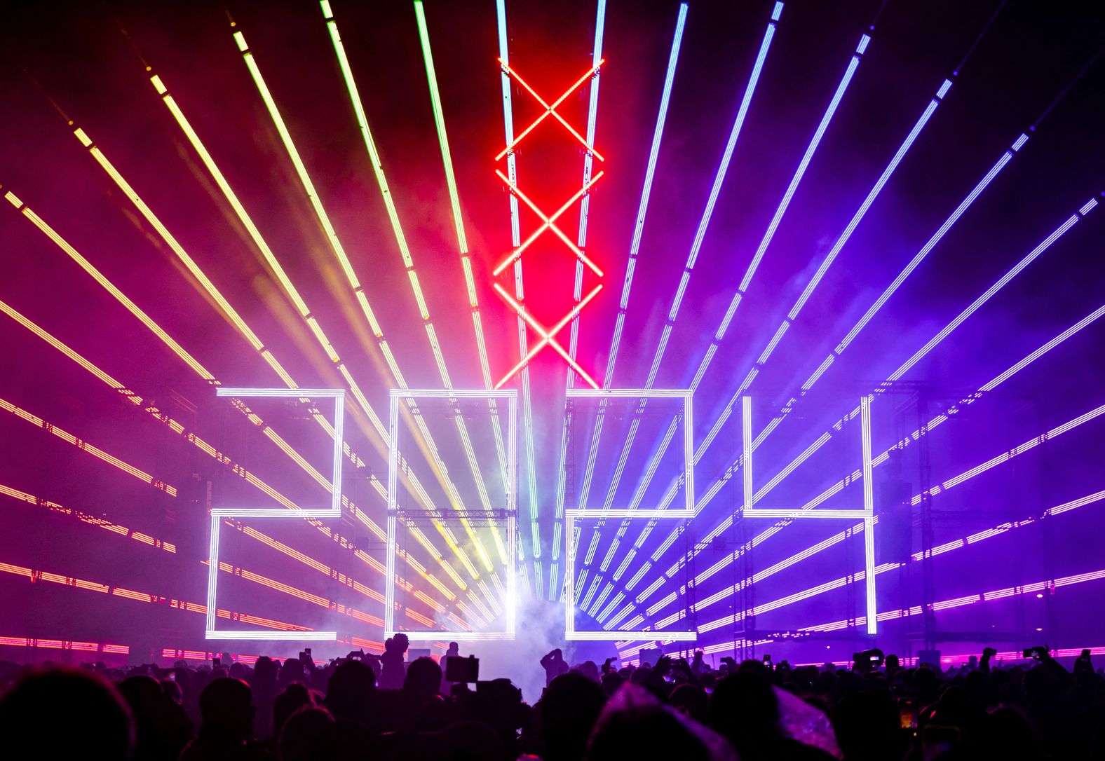 A light show welcomes the new year in Amsterdam.