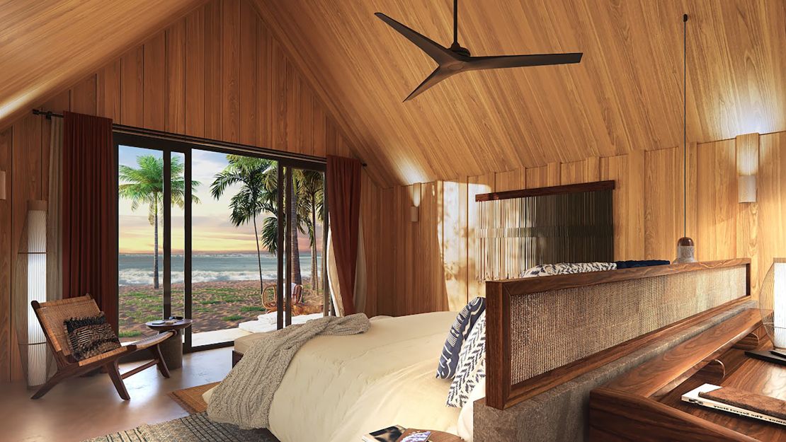 Guests will stay in cabins or glamping tents at this luxury beachfront property.