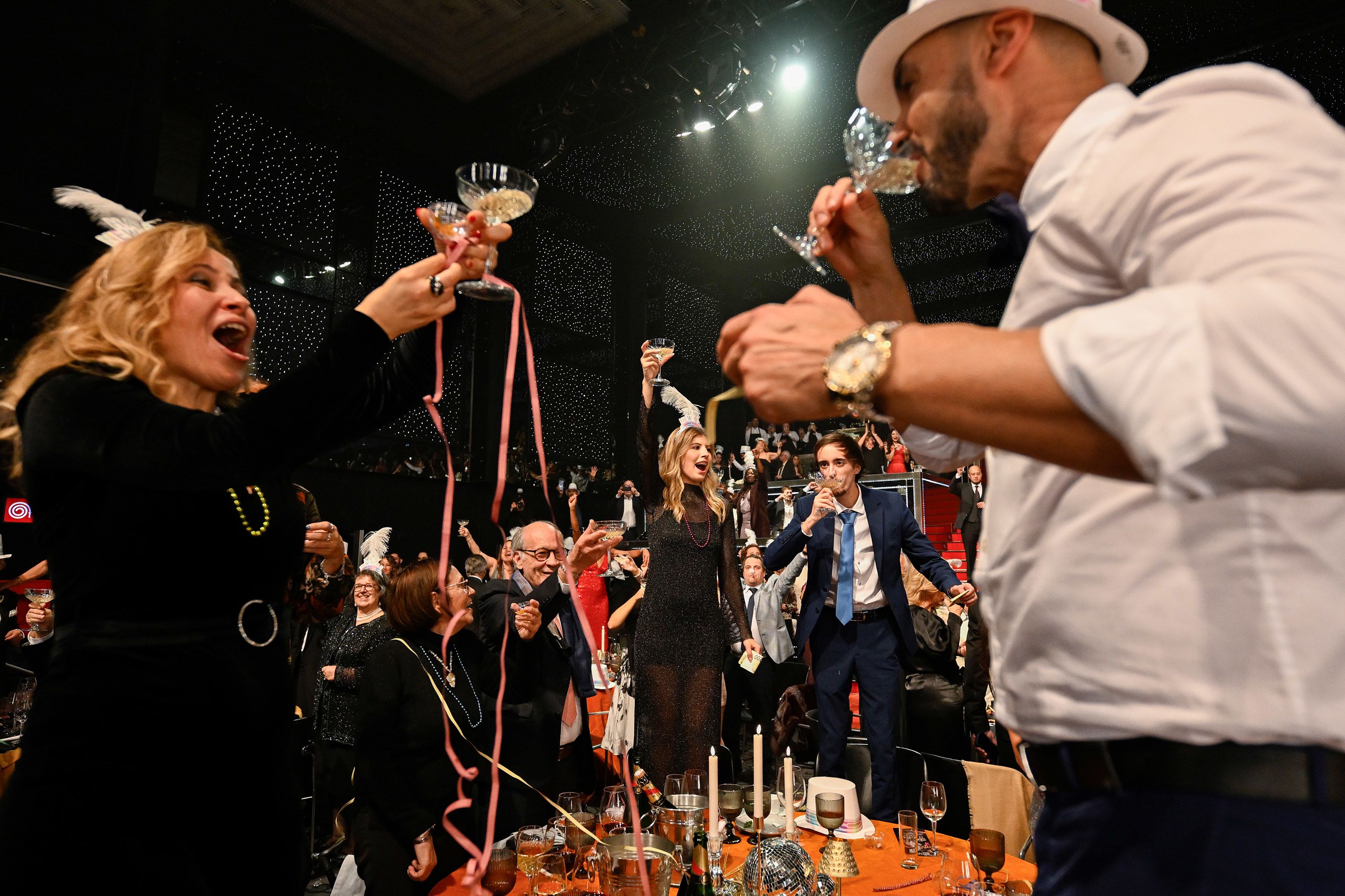 Revelers celebrate in Estoril, Portugal.