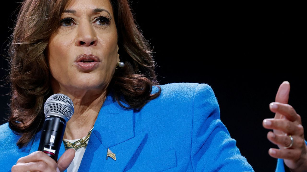 Vice President Kamala Harris speaks at the Essence Festival in New Orleans on July 6. 