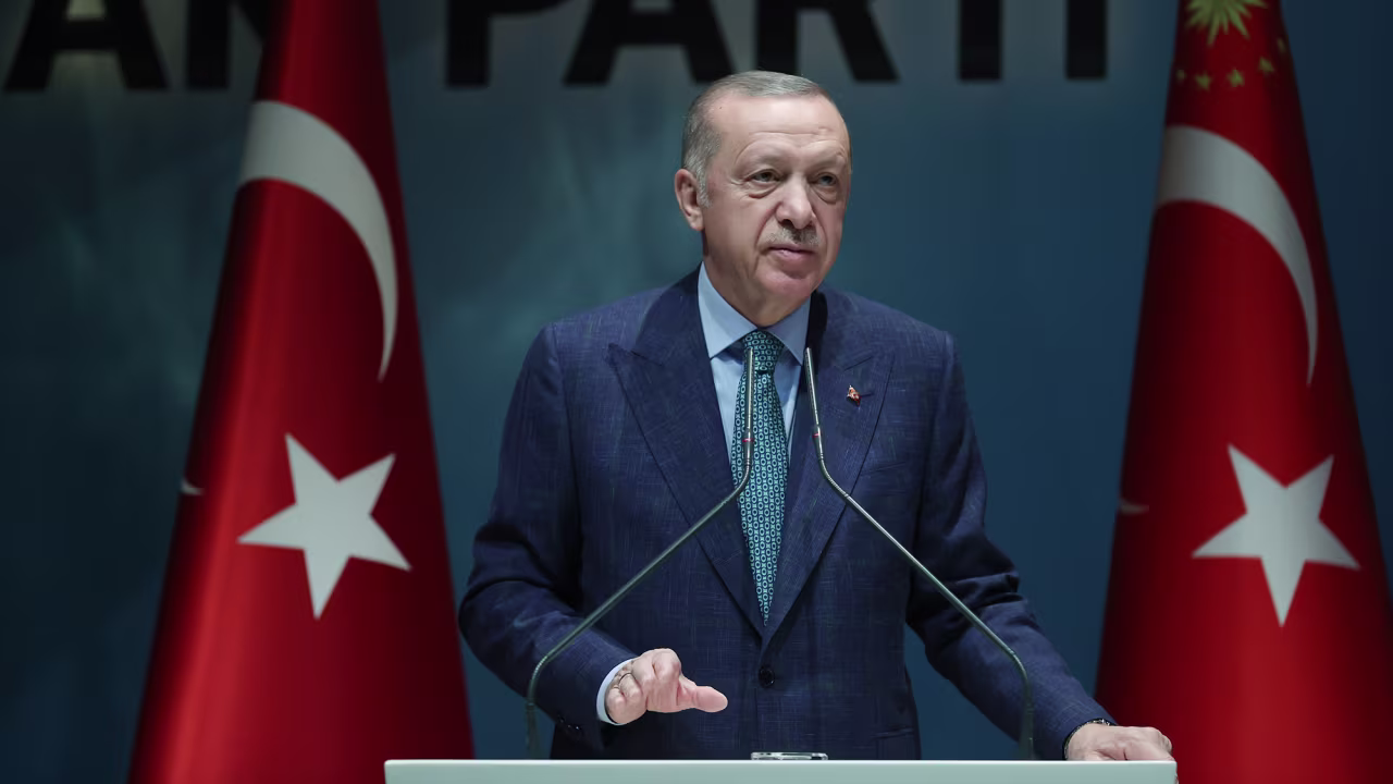 Turkish President Recep Tayyip Erdoğan speaks during a meeting in Ankara, Turkey, on May 11. 