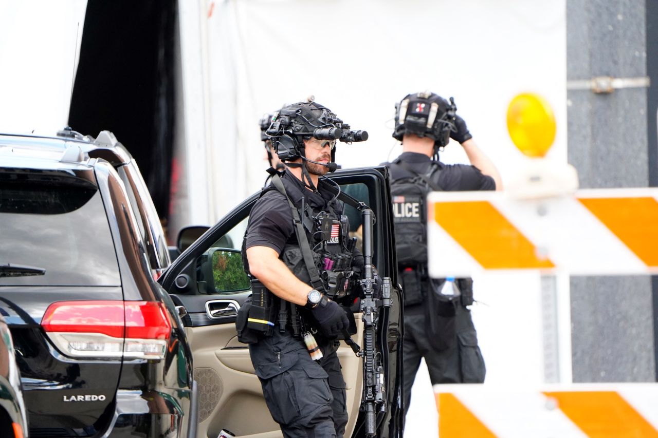 Members of a Secret Service counter assault team arrive ahead of former President Donald Trump at the Republican National Convention in Milwaukee, Wisconsin, on July 17.