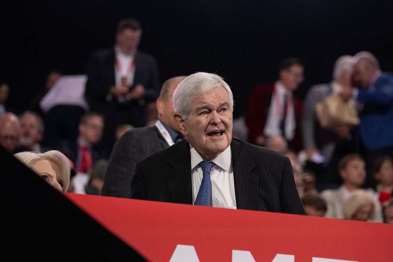 Former Republican Speaker of the House Newt Gingrich seen on the third day of the convention on Wednesday, July 17. 