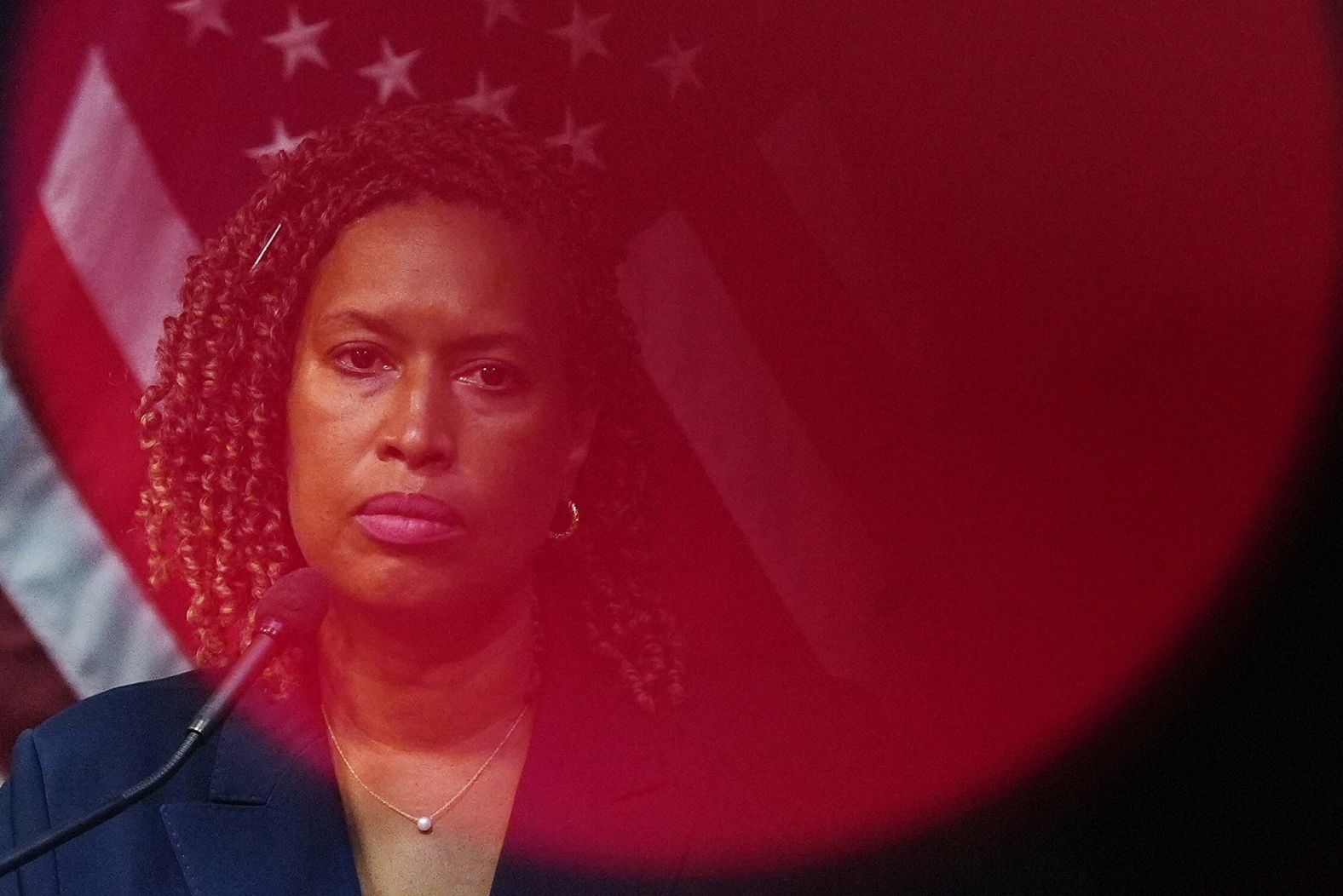 Washington Mayor Muriel Bowser listens during a news conference on President Donald Trump's plan to place Washington police under federal control and deploy National guard troops to the nation’s capitol on Monday, August 11.