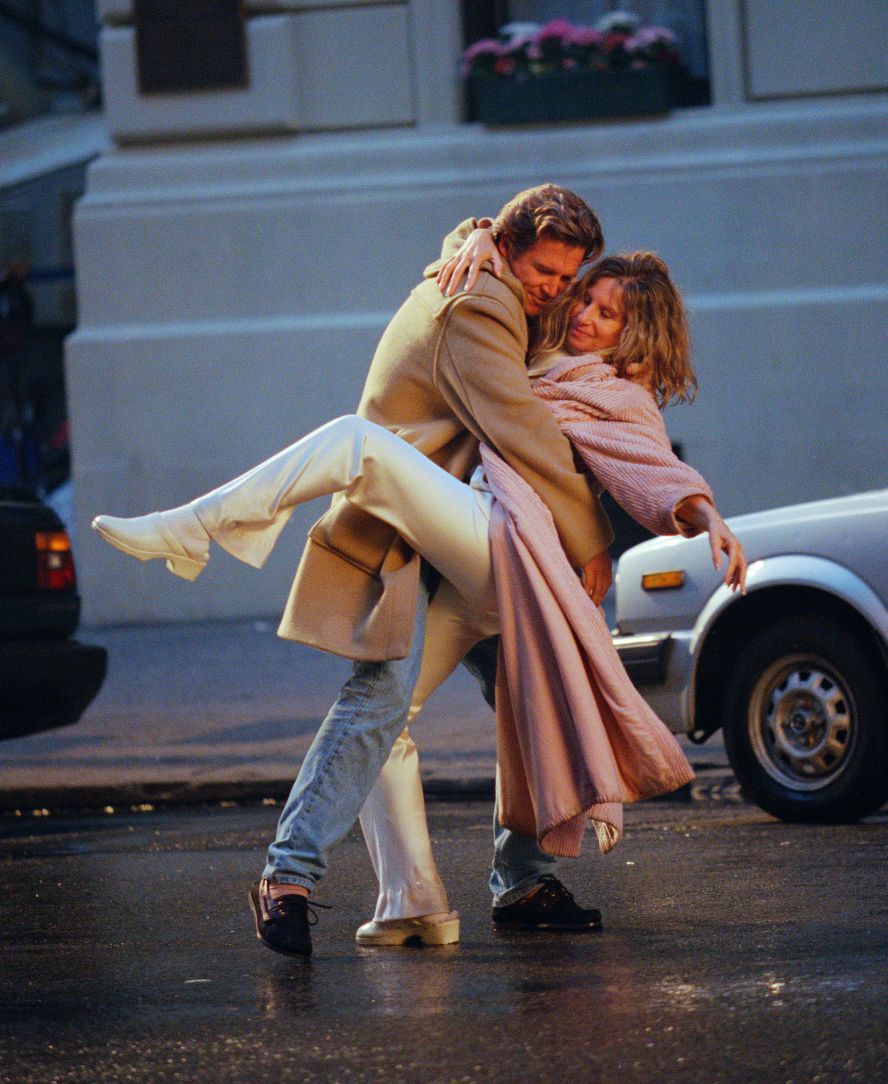 Streisand and Jeff Bridges dance in the street in New York while filming the 1996 film "The Mirror Has Two Faces."