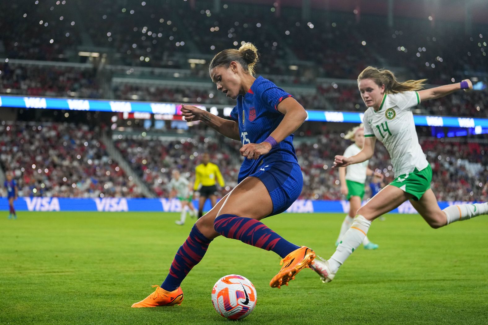 <strong>Trinity Rodman (United States): </strong>Rodman is one of the new faces of the US women’s soccer team, which comes into this Olympics without Megan Rapinoe, Alex Morgan and some of the other stars from past tournaments. The goal-scoring forward is <a href="https://www.cnn.com/2023/07/10/sport/trinity-rodman-uswnt-womens-world-cup-spt-intl/index.html">the daughter of NBA legend Dennis Rodman</a>, and she is <a href="https://bleacherreport.com/articles/10129126-usa-olympic-womens-soccer-team-2024-roster-starting-xi-top-subs-and-jerseys" target="_blank">expected to play up top with Sophia Smith and Mallory Swanson</a>. In the midfield, the team will look to veterans Rose Lavelle and Lindsey Horan.