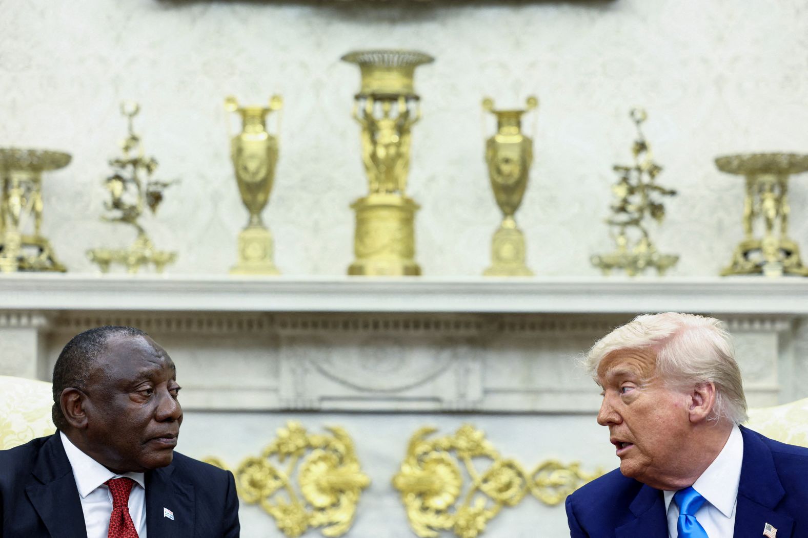 US President Donald Trump talks to South African President Cyril Ramaphosa in the White House Oval Office on Wednesday, May 21. Trump used <a href="https://www.cnn.com/2025/05/21/politics/trump-ramaphosa-oval-office-ambush">the meeting</a> to advance the fringe claims — which he’s amplified for months — that White farmers in South Africa are having their land seized and are being killed in massive numbers. <a href="https://www.cnn.com/2025/05/22/africa/ramaphosa-trump-meet-analysis-int">Ramaphosa pushed back gently whenever he could</a> to the multimedia ambush that unfolded in front of the world’s press.
