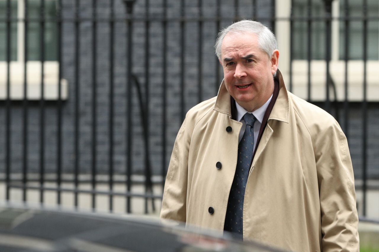 Attorney General Geoffrey Cox departs Downing Street on Wednesday. 