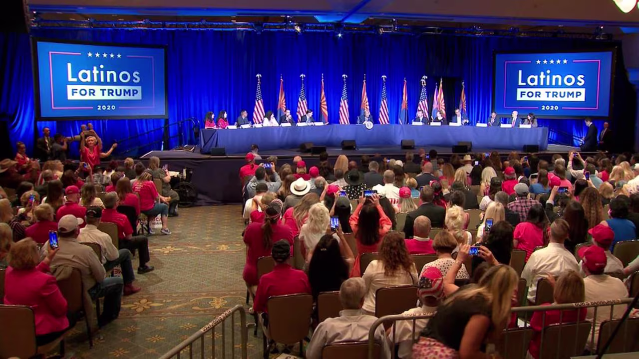 President Trump attends the Latinos for Trump Coalition Roundtable in Phoenix, Arizona on Monday.