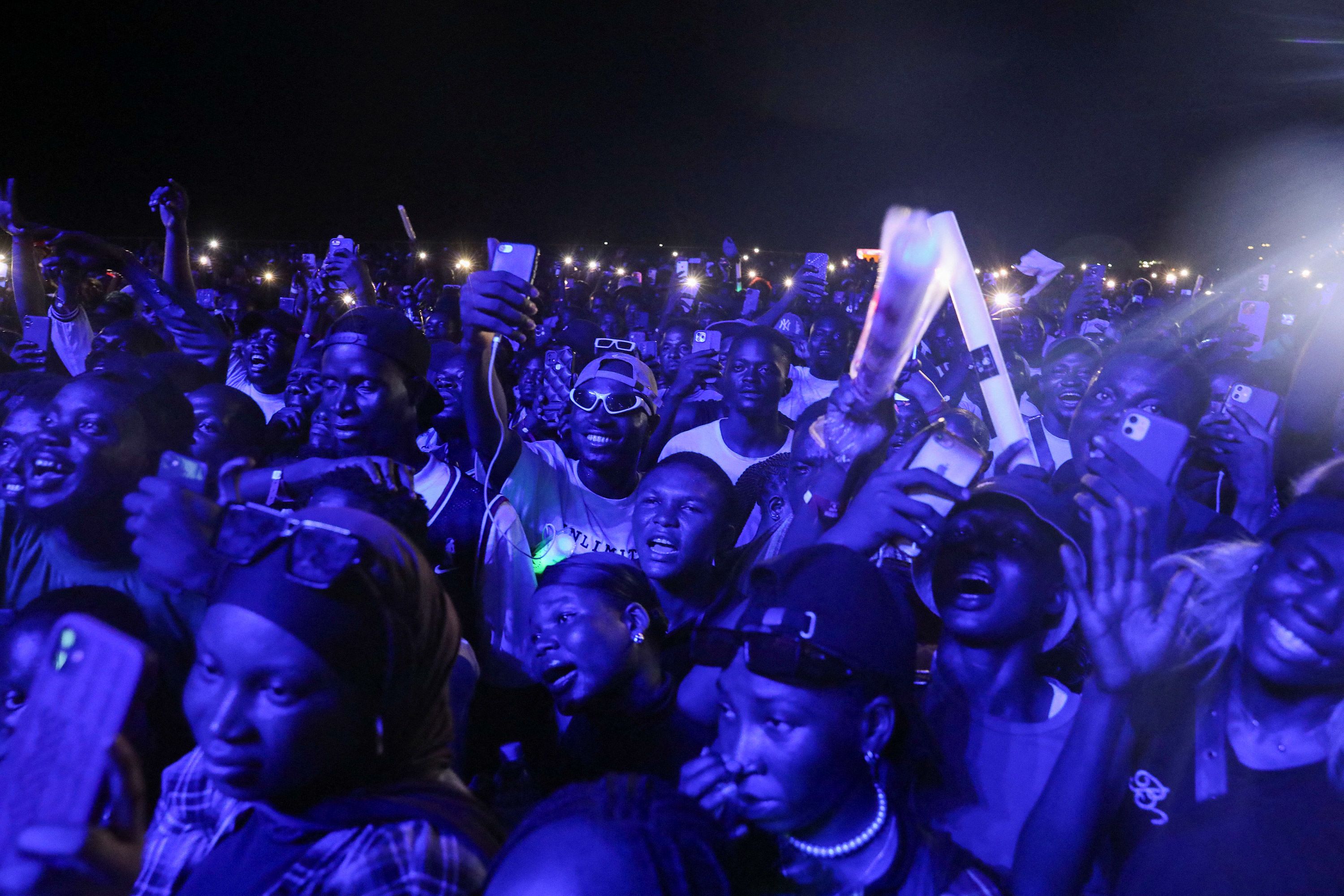 Revelers celebrate the new year at a concert in Lagos, Nigeria.