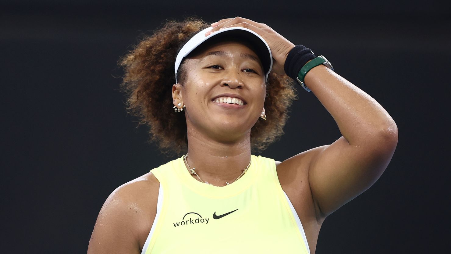 BRISBANE, AUSTRALIA - JANUARY 01: Naomi Osaka of Japan celebrates winning against Tamara Korpatsch of Germany during day two of the  2024 Brisbane International at Queensland Tennis Centre on January 01, 2024 in Brisbane, Australia. (Photo by Chris Hyde/Getty Images)
