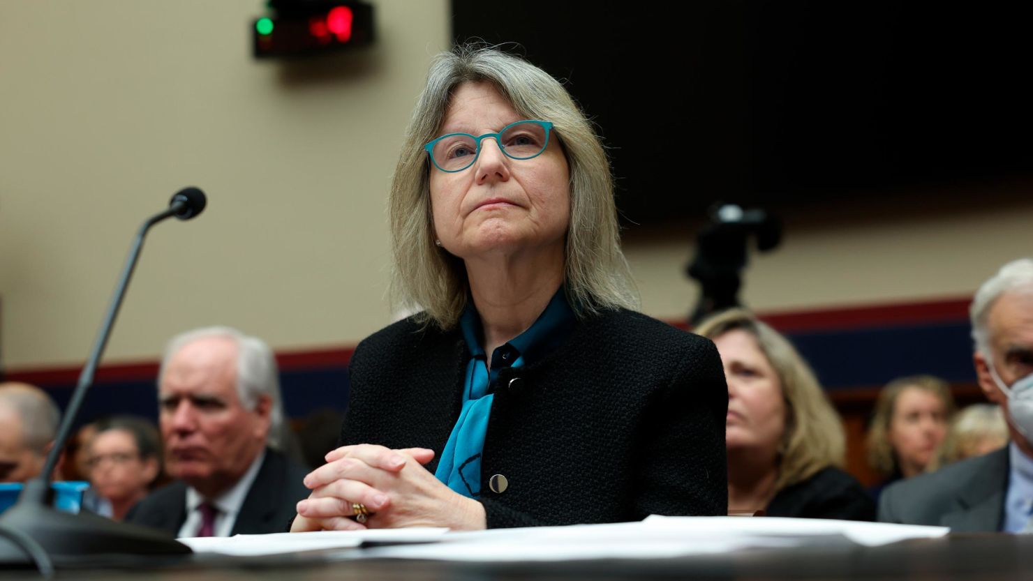 Dr. Sally Kornbluth, President of Massachusetts Institute of Technology, testifies before the House Education and Workforce Committee at the Rayburn House Office Building on December 05, 2023 in Washington, DC. The Committee held a hearing to investigate antisemitism on college campuses.