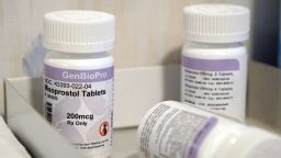 FILE - Bottles of the drug misoprostol sit on a table at the West Alabama Women's Center, March 15, 2022, in Tuscaloosa, Ala. White House officials warned on Wednesday, April 12, 2023, that access to nearly any medication is in jeopardy after a federal judge ordered that mifepristone, a pill commonly used for abortions, be pulled off the market, and they said they're consulting with lawmakers, doctors and pharmacies to fight the ruling. (AP Photo/Allen G. Breed, File)