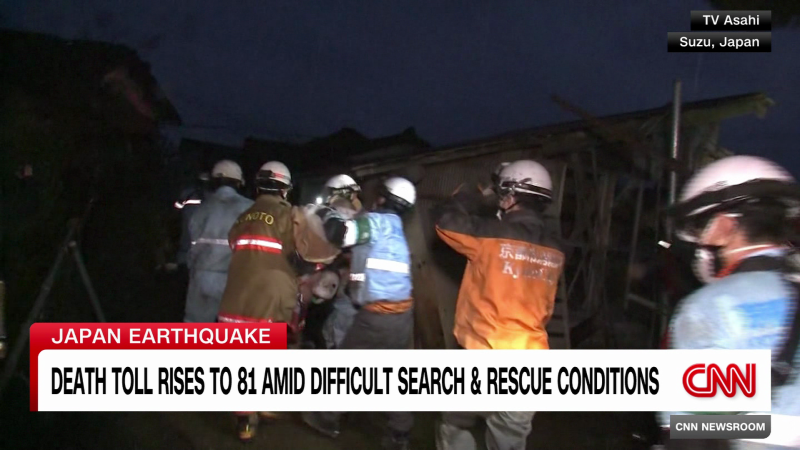 Japanese earthquake death toll rises amid difficult search and rescue conditions