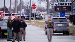 Police respond to Perry High School in Perry, Iowa., Thursday, Jan. 4, 2024. Police say there has been a shooting at the city's high school.(AP Photo/Andrew Harnik)