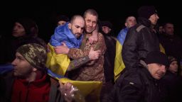 Ukrainian prisoners of war pictured following a prisoner exchange near Sumy, Ukraine, on January 3. 
