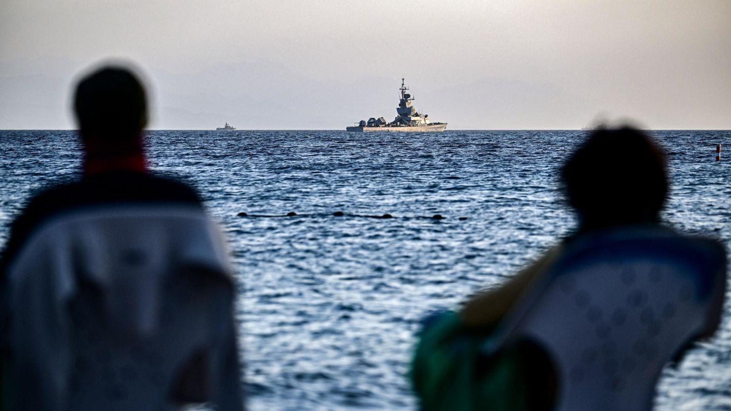 An Israeli navy missile boat patrols in the Red Sea off the coast of Israel's southern port city of Eliat on December 26, 2023. (Photo by Alberto PIZZOLI / AFP) (Photo by ALBERTO PIZZOLI/AFP via Getty Images)