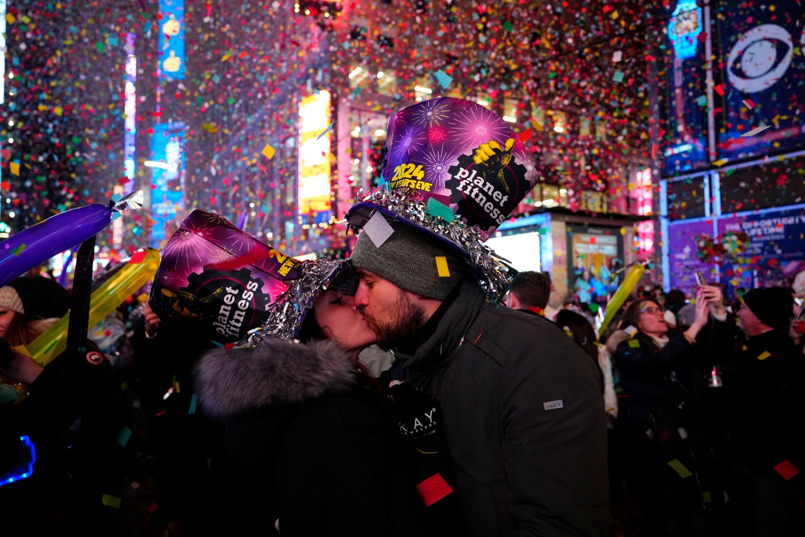 Revelers celebrate the new year in New York's Times Square on Monday, January 1. <a href="index.php?page=&url=http%3A%2F%2Fwww.cnn.com%2F2023%2F12%2F31%2Fworld%2Fgallery%2F2024-new-year-celebrations%2Findex.html" target="_blank">See more New Year's celebrations around the world</a>.