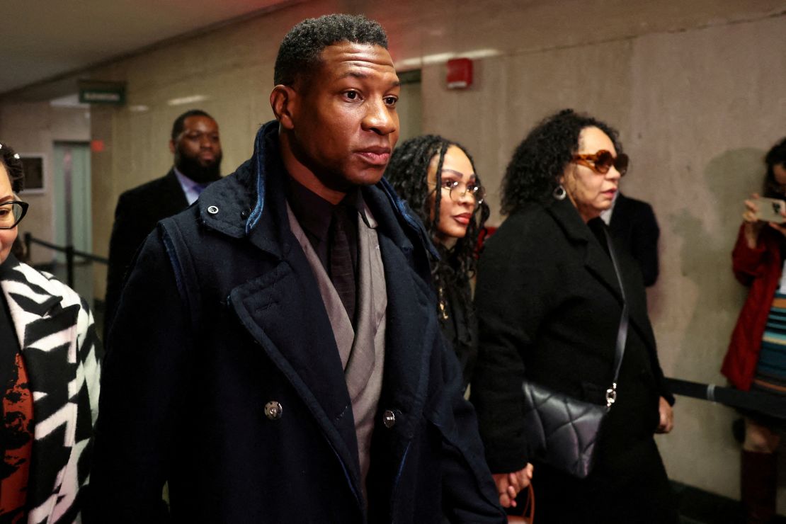 Actor Jonathan Majors arrives with Meagan Good for the jury selection in his  assault and harassment case at Manhattan Criminal Court in New York City, U.S., December 18, 2023.
