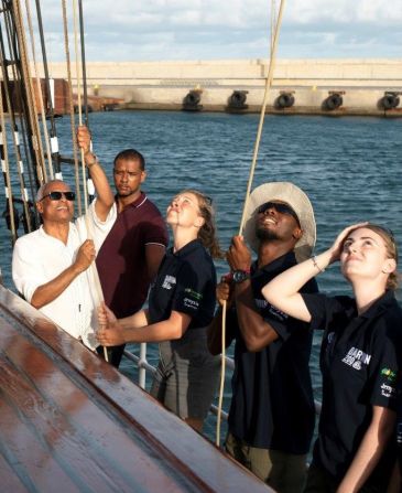 The President of the Cape Verde Islands, José Maria Neves, left, joined the ship when it docked there in September of last year.  