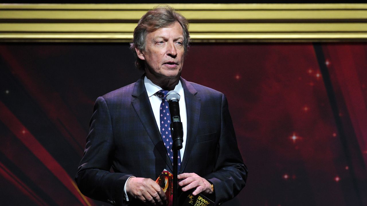 Nigel Lythgoe presents an award at the 36th College Television Awards, presented by the Television Academy Foundation at the Skirball Cultural Center in Los Angeles on Thursday, April 23, 2015. (Photo by Vince Bucci/Invision for the Television Academy/AP Images)