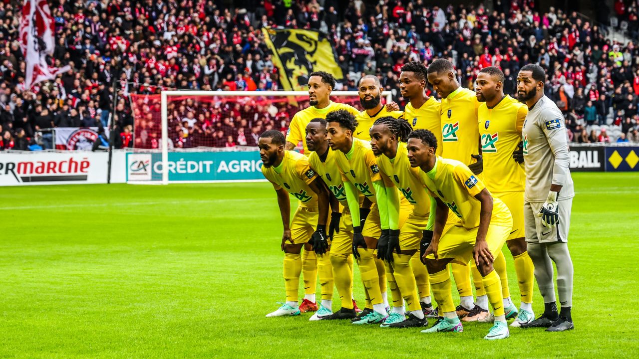 Team Golden Lion poses prior the French Cup match between LOSC Lille and Golden Lion FC at Stade Pierre-Mauroy on January 6, 2024 in Lille, France.