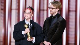 Billie Eilish and FINNEAS accepts the award for Best Original Song  Motion Picture for "What Was I Made For?"  Barbie Music & Lyrics at the 81st Golden Globe Awards held at the Beverly Hilton Hotel on January 7, 2024 in Beverly Hills, California. (Photo by Rich Polk/Golden Globes 2024/Golden Globes 2024 via Getty Images)