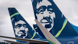 Alaska Airlines Boeing 737 Max-9 aircraft grounded at Seattle-Tacoma International Airport (SEA) in Seattle, Washington, US, on Saturday, Jan. 6, 2024. Alaska Airlines will ground its entire fleet of Boeing Co. 737 Max-9 aircraft after a fuselage section in the rear part of the brand-new jet blew out shortly after takeoff. Photographer: David Ryder/Bloomberg via Getty Images