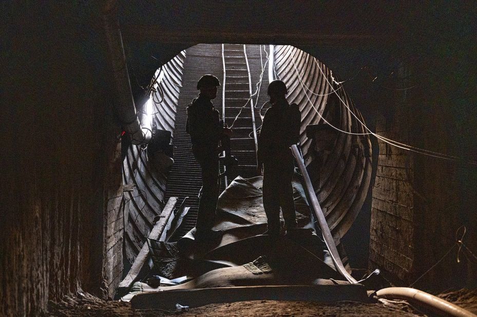 Soldiers exit a tunnel that Hamas reportedly used during the October 7 attack on Israel, in northern Gaza, on January 7.