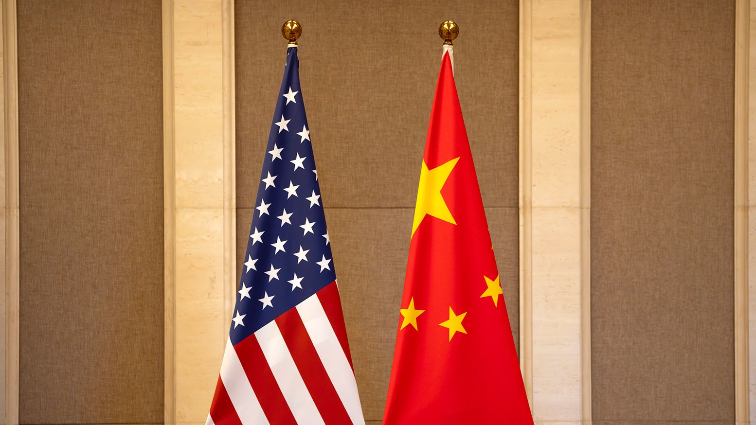 US and Chinese flags are seen in Beijing, on July 8, 2023.