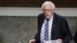 Senate Health, Education, Labor, and Pensions Committee Chairman Bernie Sanders (I-VT) arrives to a hearing with former Starbucks CEO Howard Schultz in the Dirksen Senate Office Building on Capitol Hill on March 29, 2023 in Washington, DC.