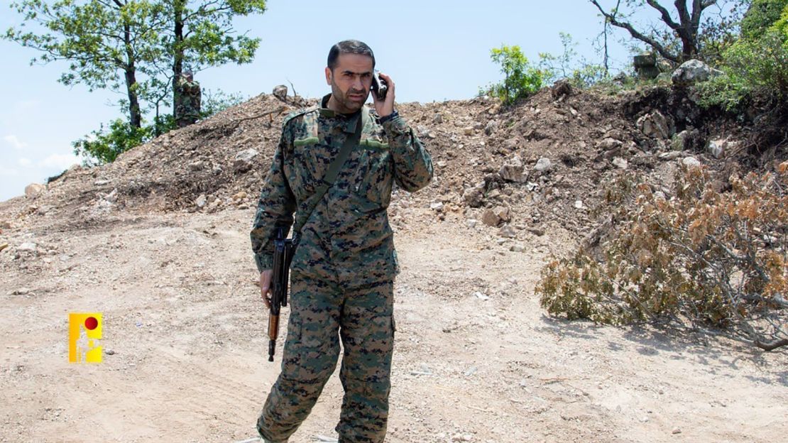 An undated handout photo of senior Hezbollah militant, Wissam Tawil, that was posted to Hezbollah's Telegram channel. Tawil was killed by an Israeli drone strike on his car in southern Lebanon, a Lebanese security source told CNN on Monday.