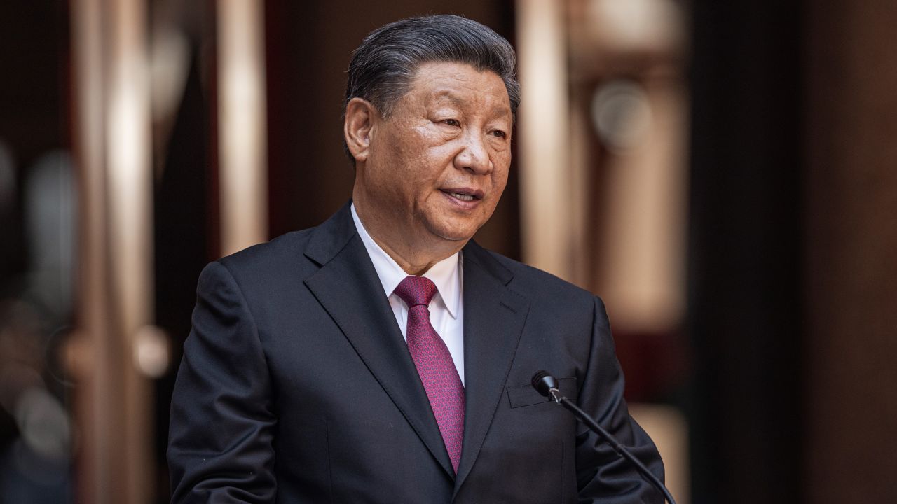 Xi Jinping, China's president, delivers a speech during a pre-BRICS summit state visit at the Union Buildings in Pretoria, South Africa, on Tuesday, Aug. 22, 2023. Xi, in an op-ed published in several South African media outlets, said his country and South Africa, as natural members of the Global South, should push for developing countries to have more sway in international affairs. Photographer: Michele Spatari/Bloomberg via Getty Images