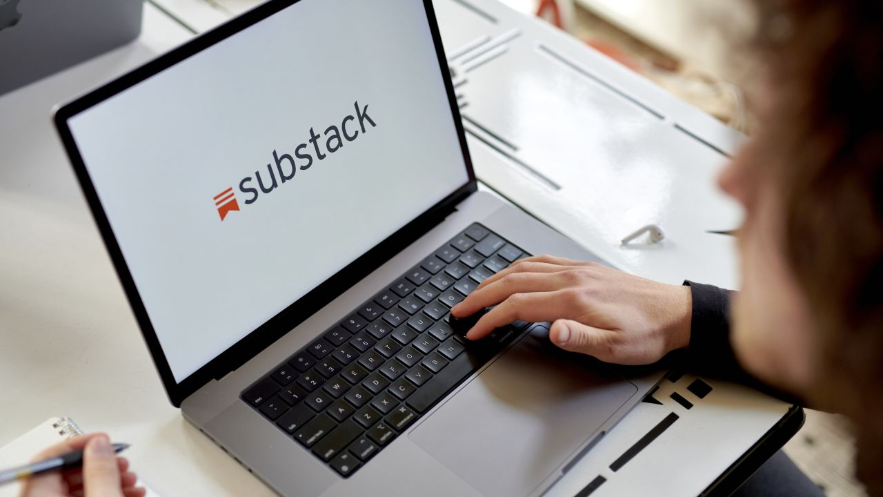 The Substack logo on a laptop computer arranged in the Brooklyn borough of New York, US, on Friday, March 31, 2023. Substack Inc., the online host of writers like Kareem Abdul-Jabbar and Matt Taibbi, is inviting contributors to become investors as the newsletter publisher looks to continue its growth in a tough market for fundraising. Photographer: Gabby Jones/Bloomberg via Getty Images