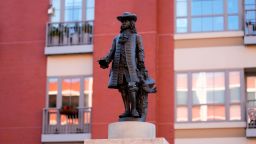 A statue of William Penn stands at Welcome Park in Philadelphia, Monday, Jan. 8, 2024.