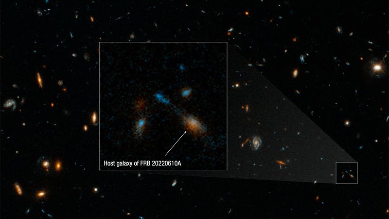 Una misteriosa y rápida ráfaga de radio se remonta a un raro cúmulo de galaxias
